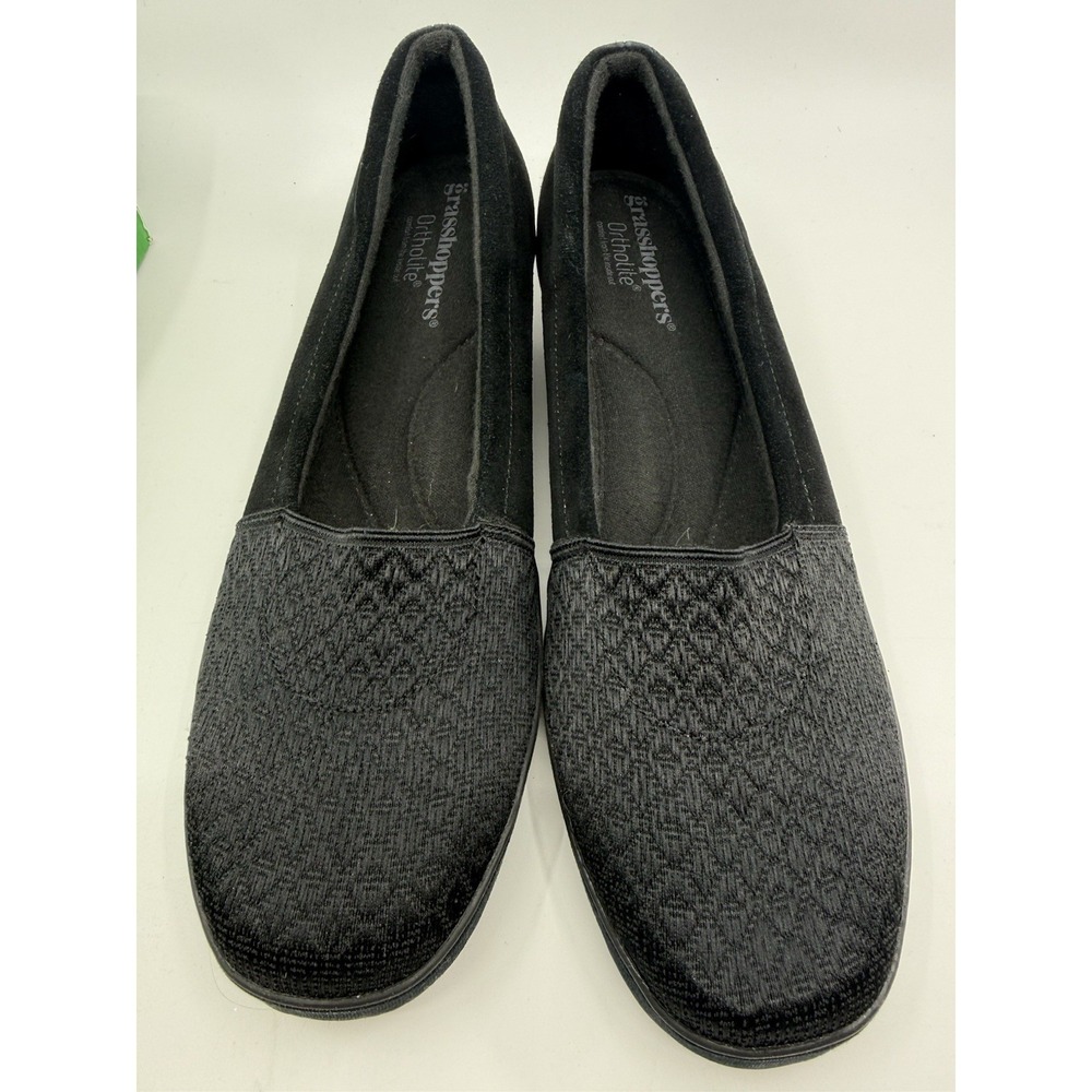 Womens Size 11 M Grasshoppers Maybelle Wedge Slip On Black Shoes Memory Foam